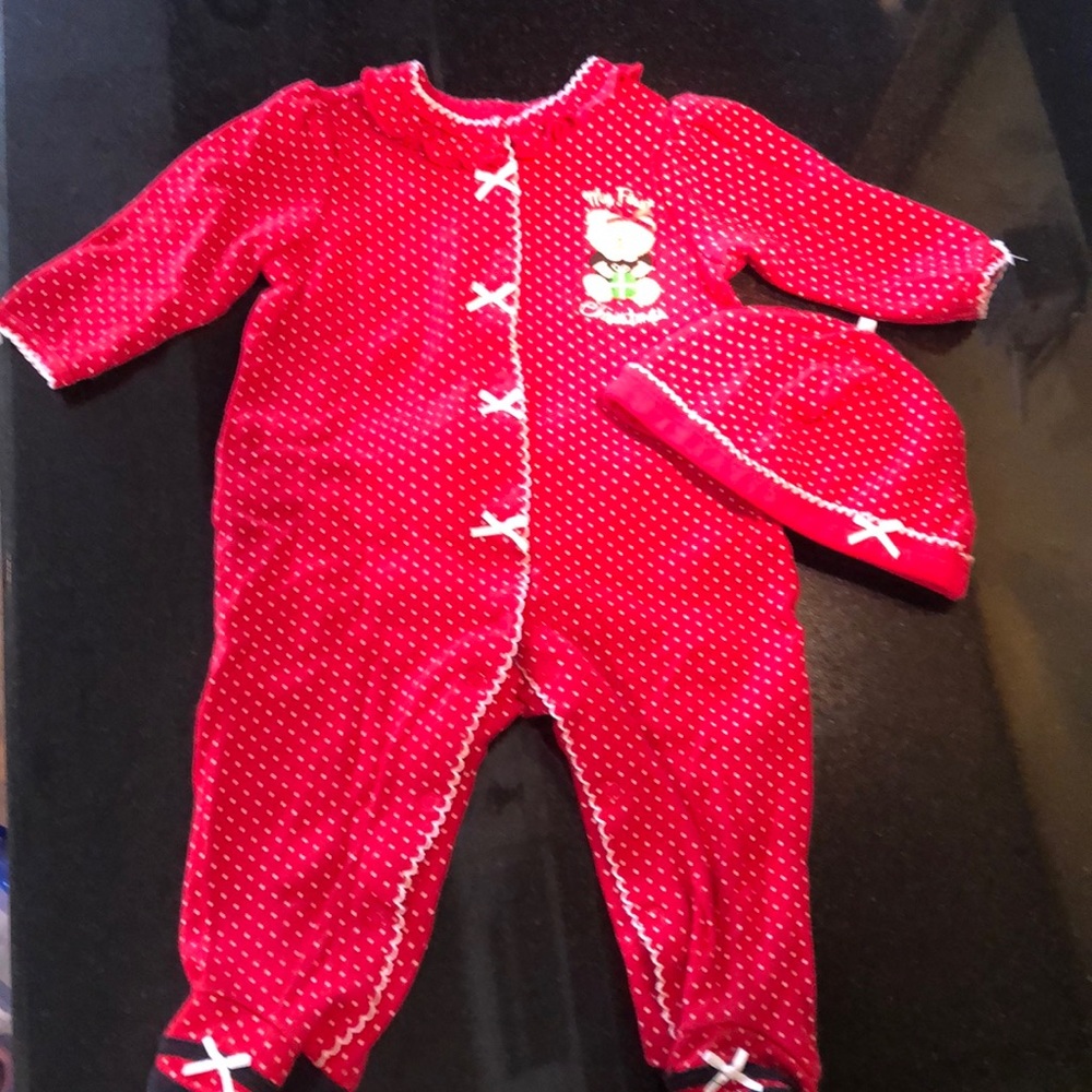 Adorable “My First Christmas” footed pajamas